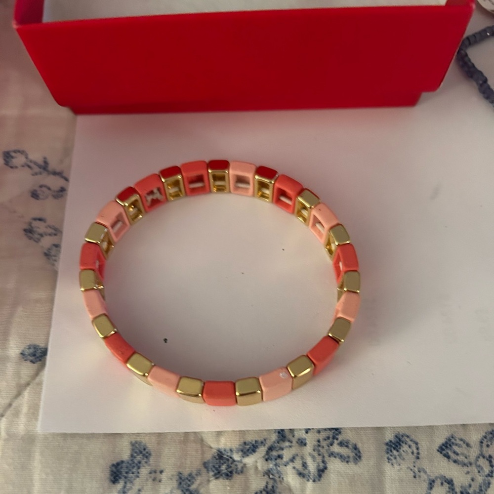 Talbots fun summer stretch bracelet casually with orange/ pink/ gold beads